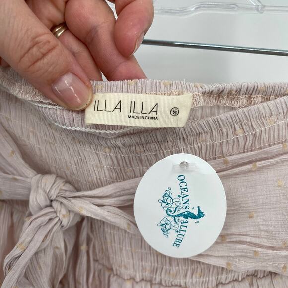 Illa Illa Pink Shorts Mermaid Paperbag Style Tie Waist Elastic Ruffle Small - Picture 4 of 9